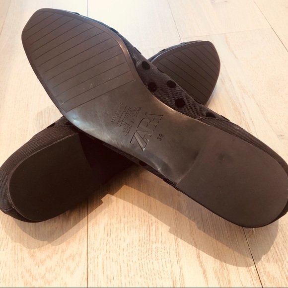 Zara Shoes Nwt Zara Black Polka Dot Mesh Ballet Flats Poshmark